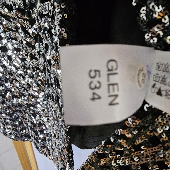 ZARA SEQUIN COLLARLESS BLAZER - Picture 11 of 14